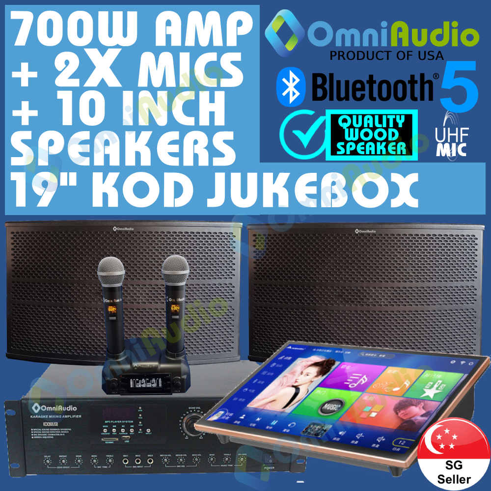 [700W FULL KARAOKE SYSTEM] 19 INCH INANDON KOD TOUCHPAD JUKEBOX + 700W AMPLIFIER WITH 2X MICS + 10 INCH 1500W 3 WAYS PROFESSIONAL SPEAKERS - SUPREME QUALITY SOUND!
