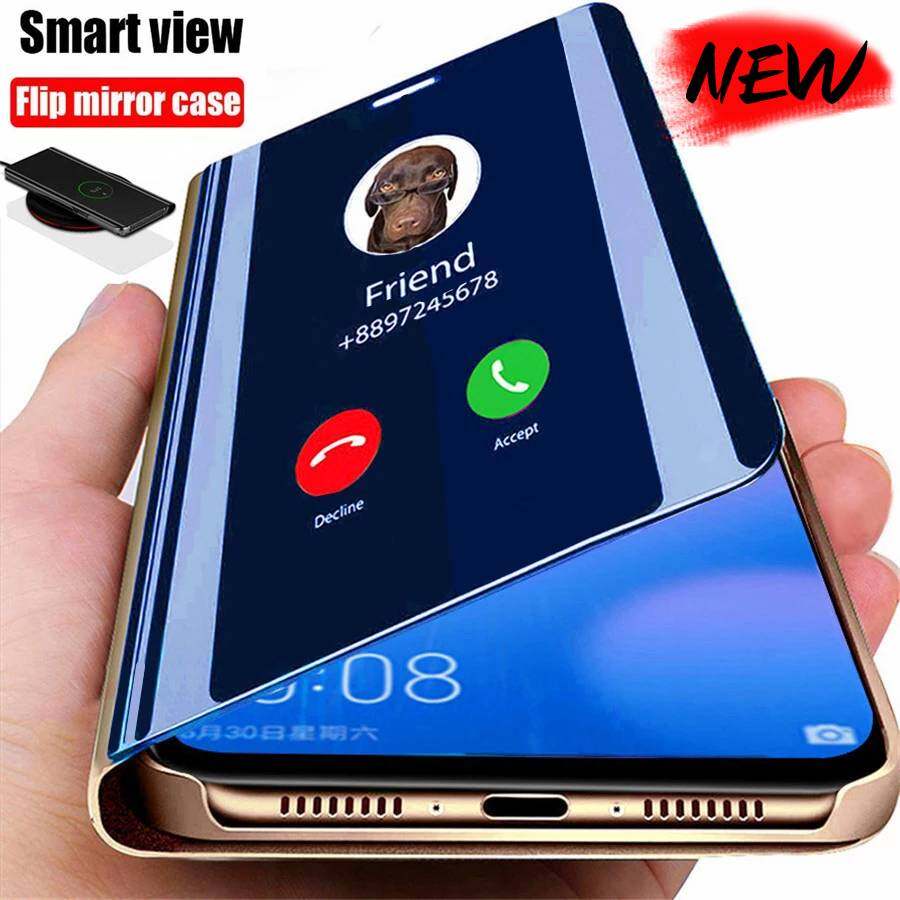 Luxury Smart Mirror Flip Case for Xiaomi Redmi Note Poco X3 10 9 9s 11 8 8T 10s M3 11T Pro Max 9A 9C Mi 9T 10T Lite Cover Coque black Blue