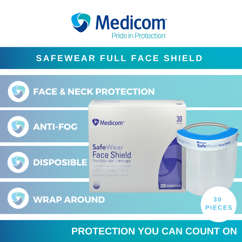 [Medicom] SafeWear Anti-Fog Full Face Shield - 30 pieces