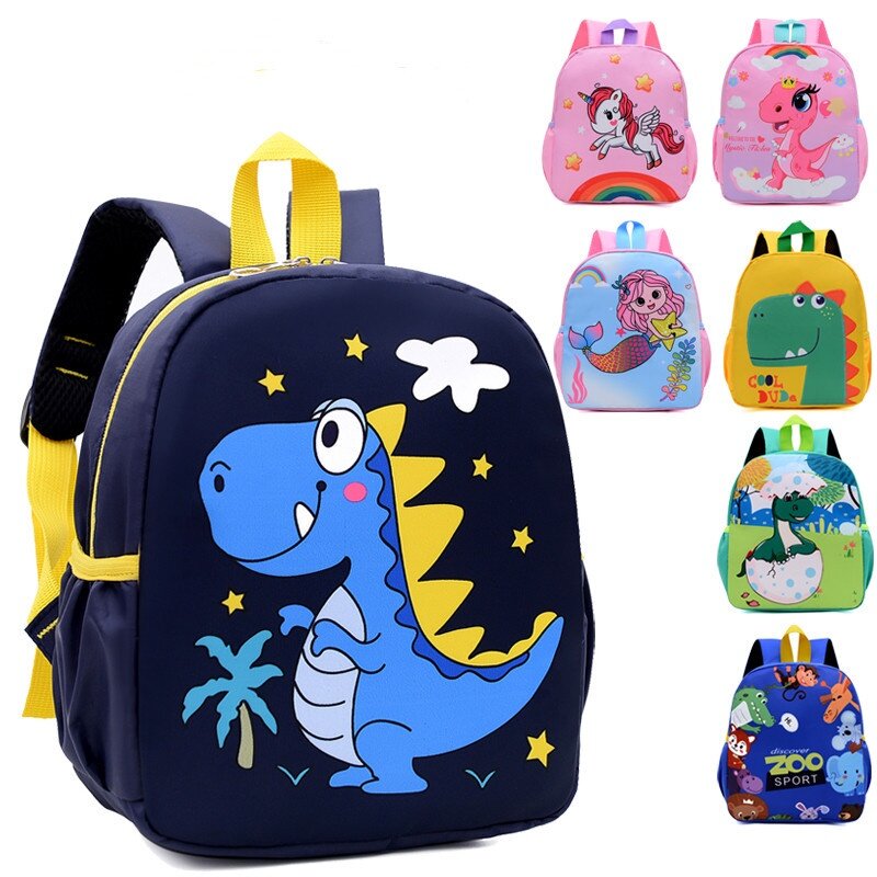 Children's Backpack Cartoon Dinosaur Unicorn Zoo Series Baby Kindergarten School Bag Boys and Girls Pattern Backpack