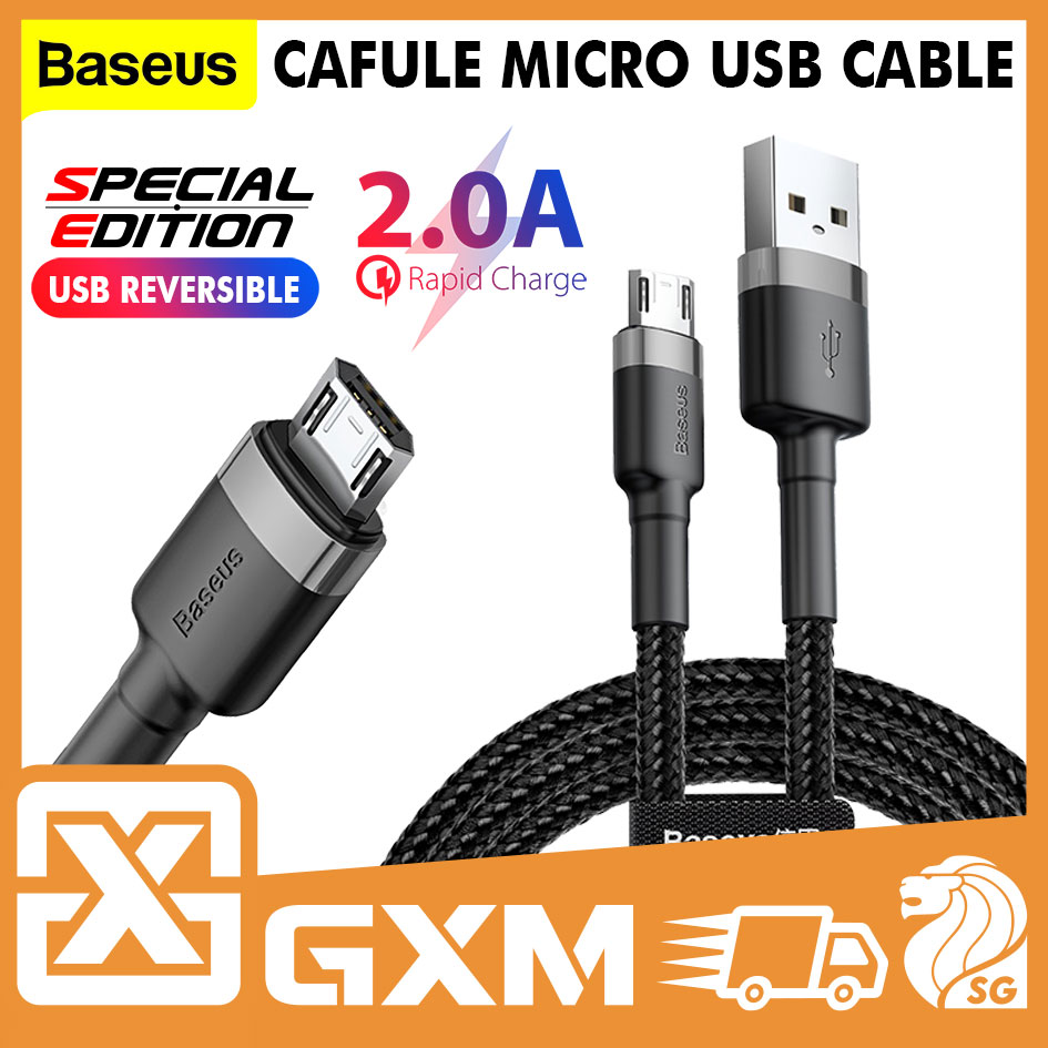 Baseus Cafule Micro USB Charging Cable 2.4A/1.5A/2A Data 480Mbps Samsung Oppo Xiaomi Redmi Mobile Phone Tablet Charging Data Cable