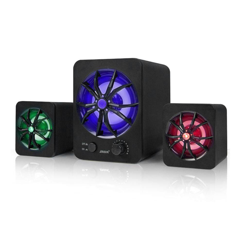 SADA D-207 Computer Speaker USB Wired Combination Speaker Colorful LED Bass Stereo Music Player Subwoofer Speaker for Desktop Laptop Notebook Tablet PC Smart Phone