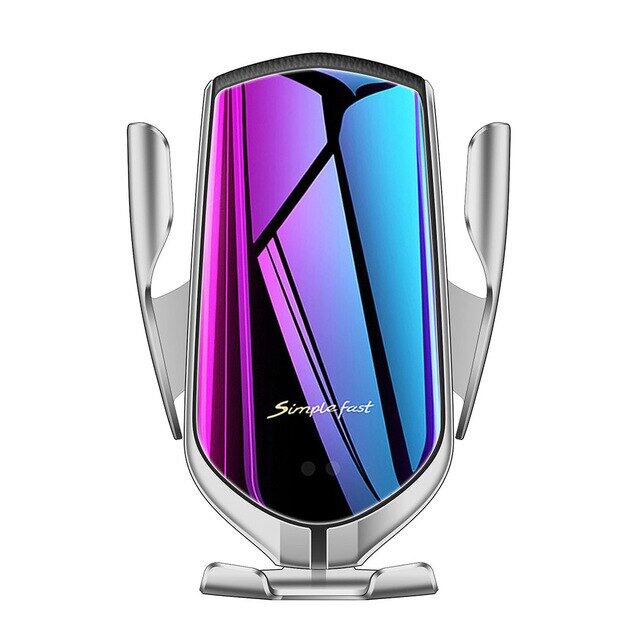 Automatic Clamping 15W R1 Wireless Charger Car Holder Smart Infrared Sensor GPS Air Vent Mount Mobile Phone Bracket Stand