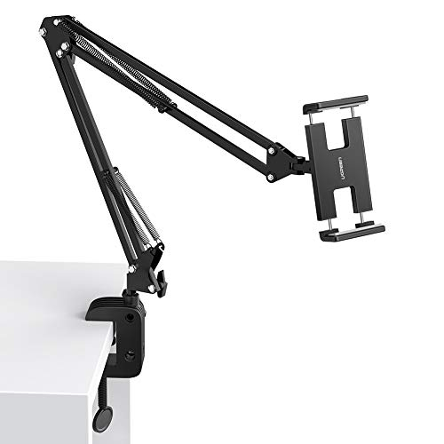 UGREEN Tablet Mount Lazy Holder Adjustable Long Arm Clamp Compatible for iPad Air Pro Mini, iPhone 11 Pro Max SE X 8 7 6 6S, Samsung Galaxy S9 Plus S8, Nintendo Switch, Max 12.9 Inch Cell Phone Tablet